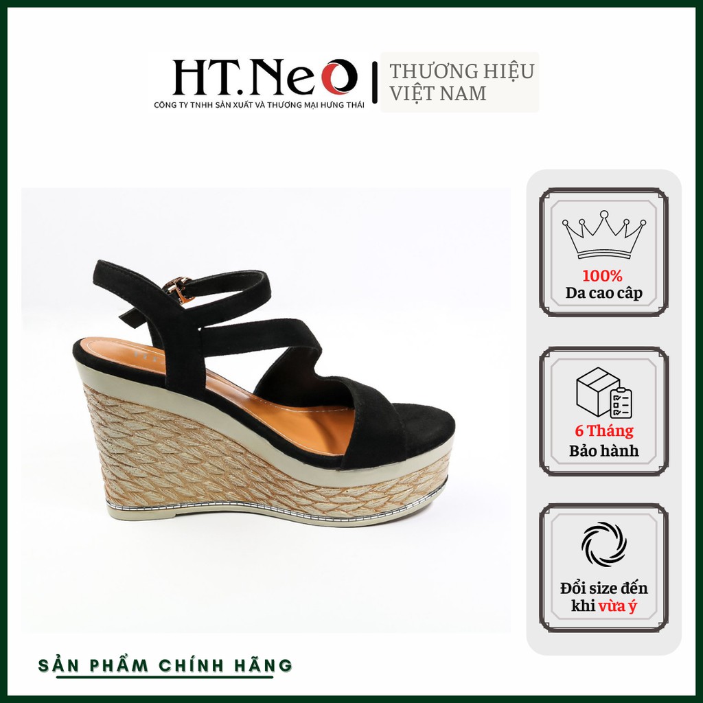 Dép xuồng đế cao - giày da nữ HT.NEO da bò lộn trẻ chung, thiết kế sang chảnh, đế cao bằng phẳng (SDN66)