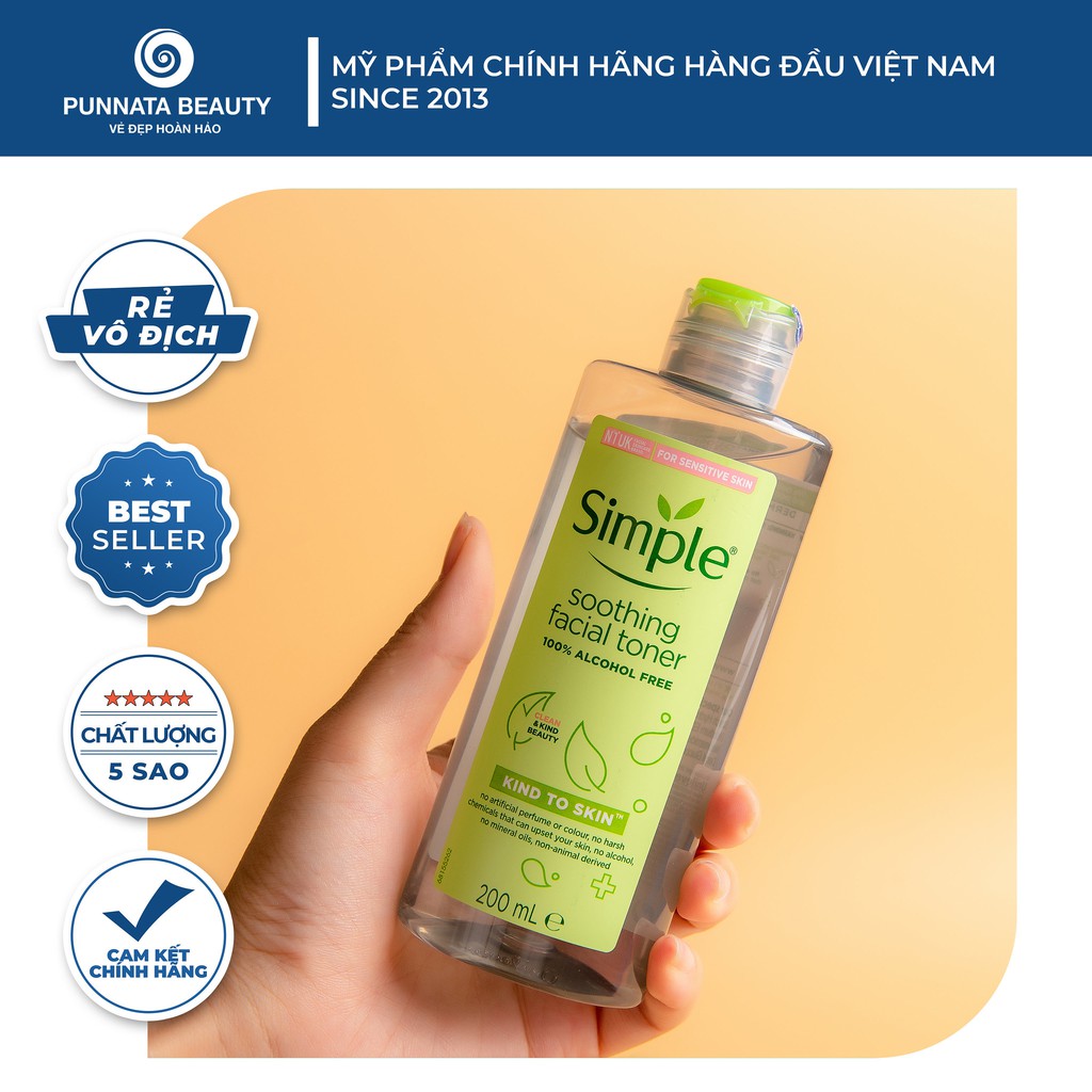 Nước hoa hồng Simple Kind to Skin Soothing Facial Toner làm sạch da