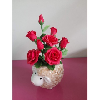Chậu hồng mini đất sét
