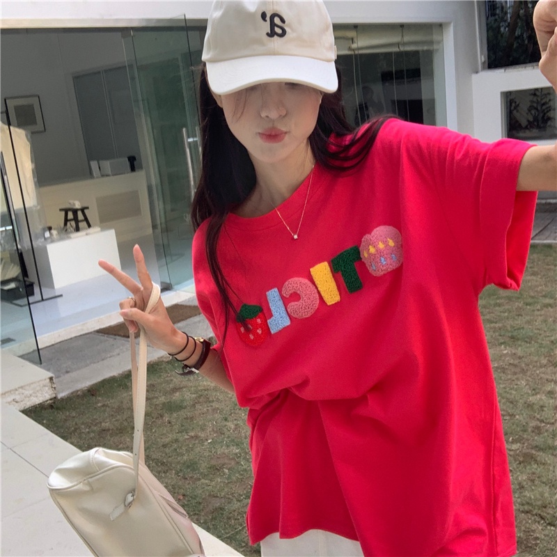 SUXI Áo Thun Tay Ngắn Dáng Rộng In Chữ Thiết Kế Đơn Giản Thời Trang Mùa Hè Cho Nữ