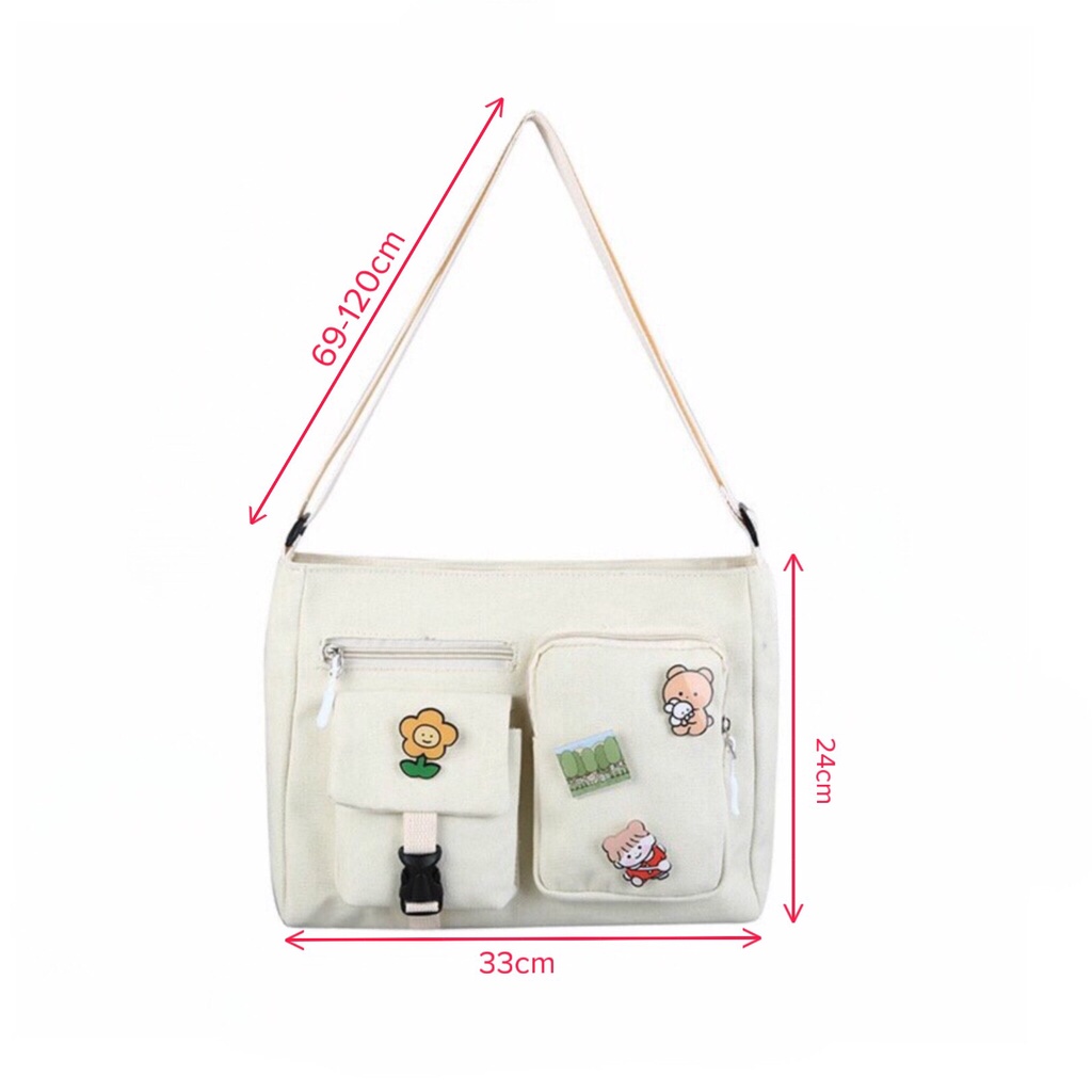Túi đeo chéo HAZIN cao cấp vải canvas đi học đi chơi đựng vừa khổ a4 phong cách unisex phù hợp cả nam và nữ HZ12