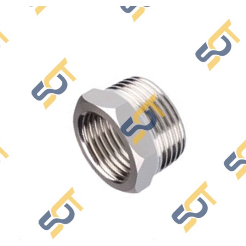 Đầu nối ren inox 1/2  3/4  kép lơ cả rá măng sông nối ren ống nước - Inox bóng .