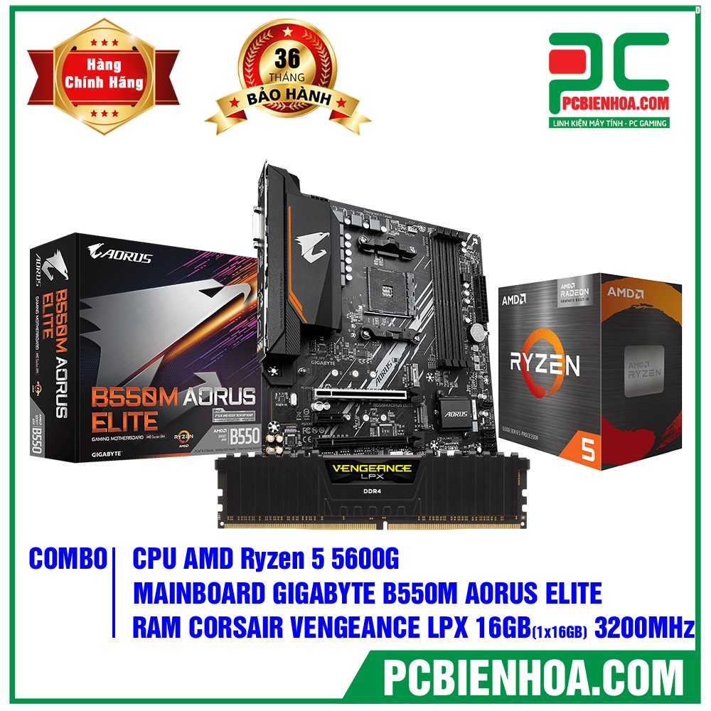 Combo AMD Ryzen 5 5600G B550M 16G mới chính hãng 36T