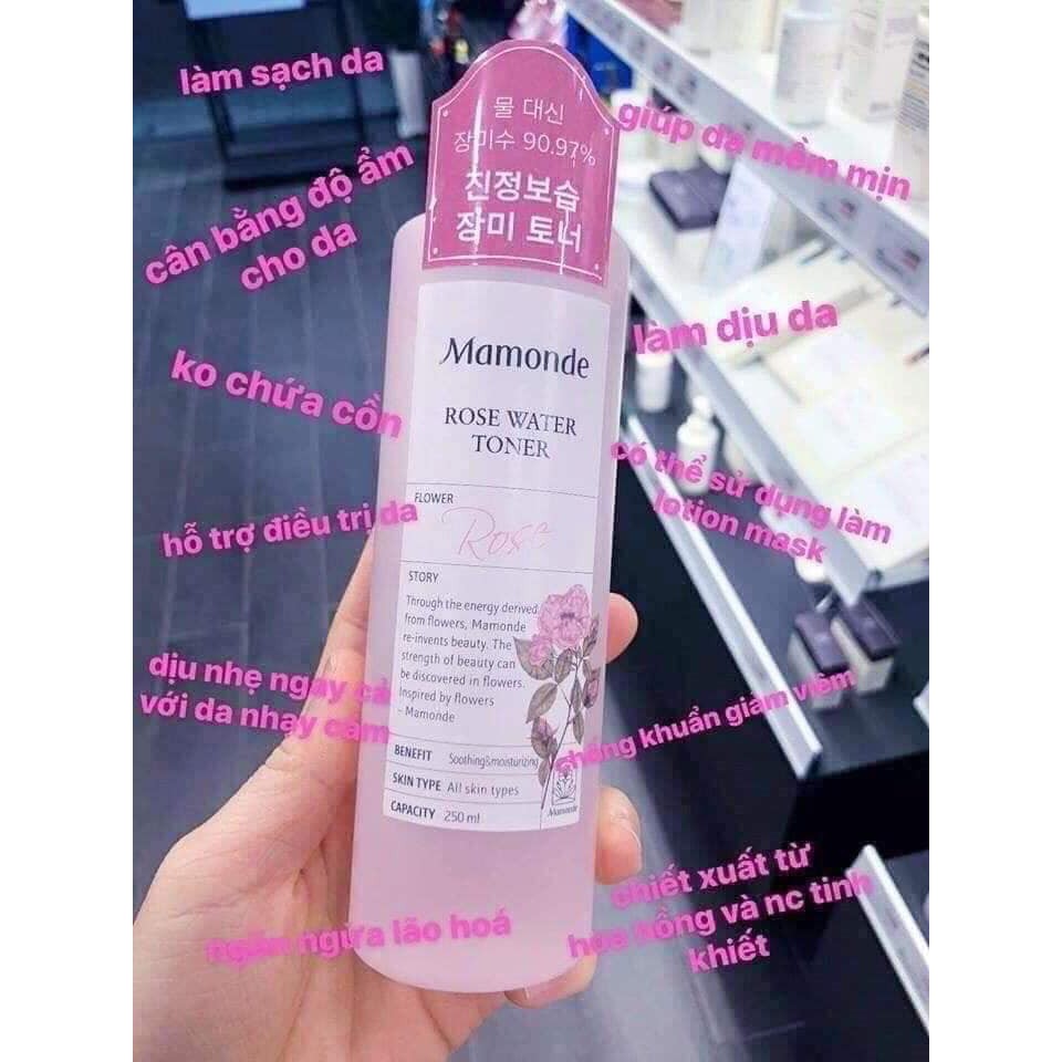 NƯỚC HOA HỒNG DƯỠNG DA / MAMODE / Nước hoa hồng không cồn Mamonde Rose Water Toner 250ml | BigBuy360 - bigbuy360.vn