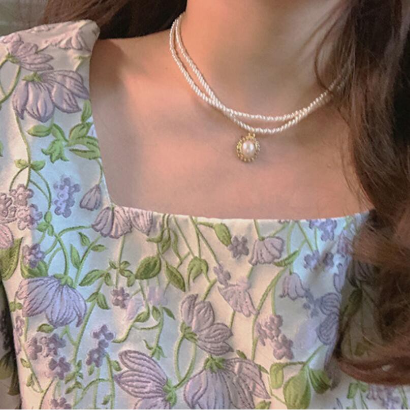 Vòng Cổ Hai Lớp Đính Ngọc Trai Thời Trang Cho Nữ