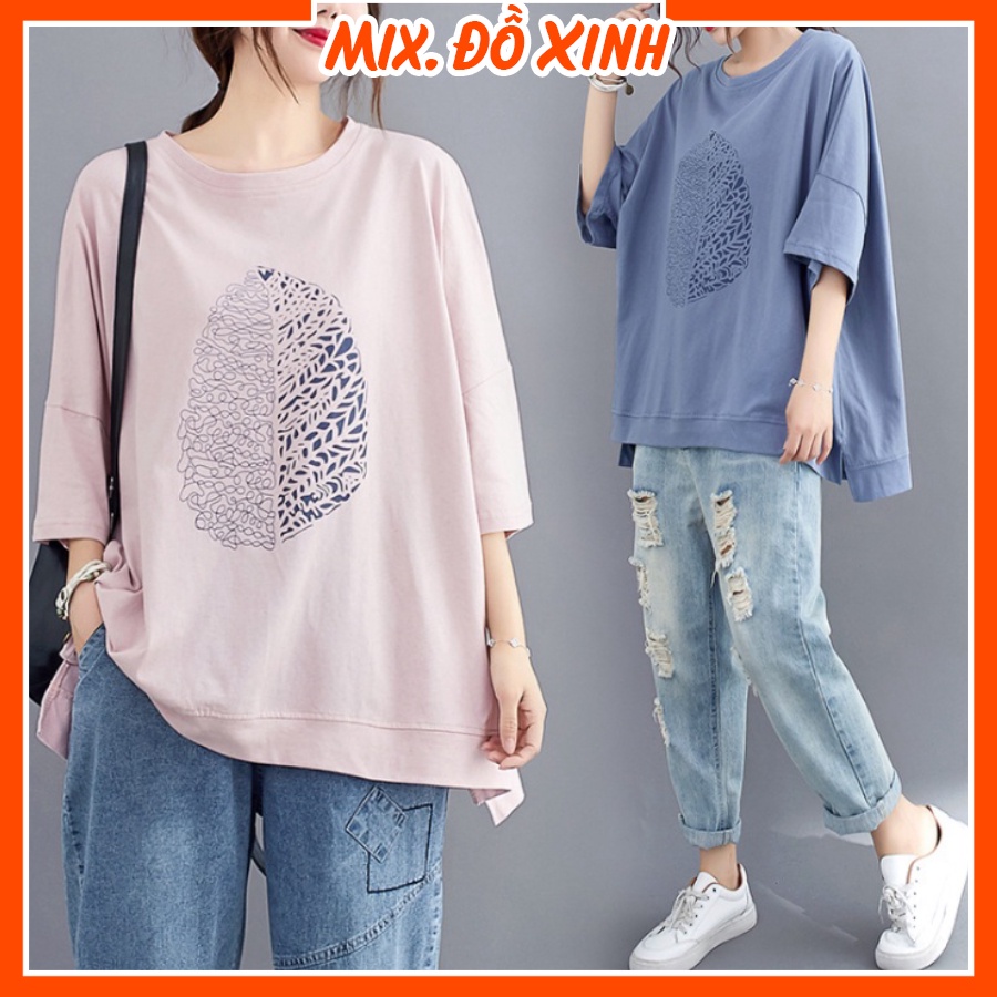 Áo thun unisex tay lỡ Thu Hà áo phông form rộng chất liệu thun Cotton co giãn in hình 3 Cô Gái
