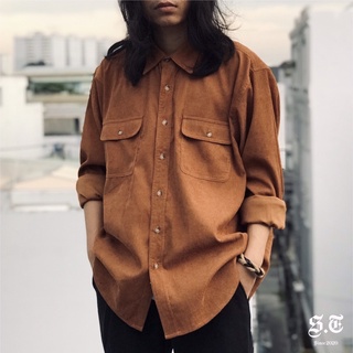 Áo sơ mi nhung tăm unisex S.T vintage, retro, bụi bặm