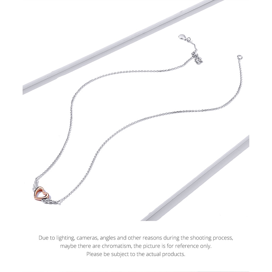 BAMOER Vòng cổ Bạc 925 Mặt Trái Tim Và Đôi Cánh Thời Trang Cho Nữ BSN162