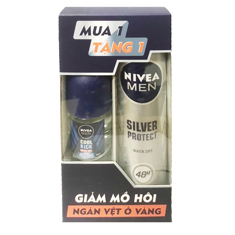 HỘP QUÀ: Xịt Khử mùi Toàn thân Nivea Men 150ml+1 lăn khử mùi 25ml