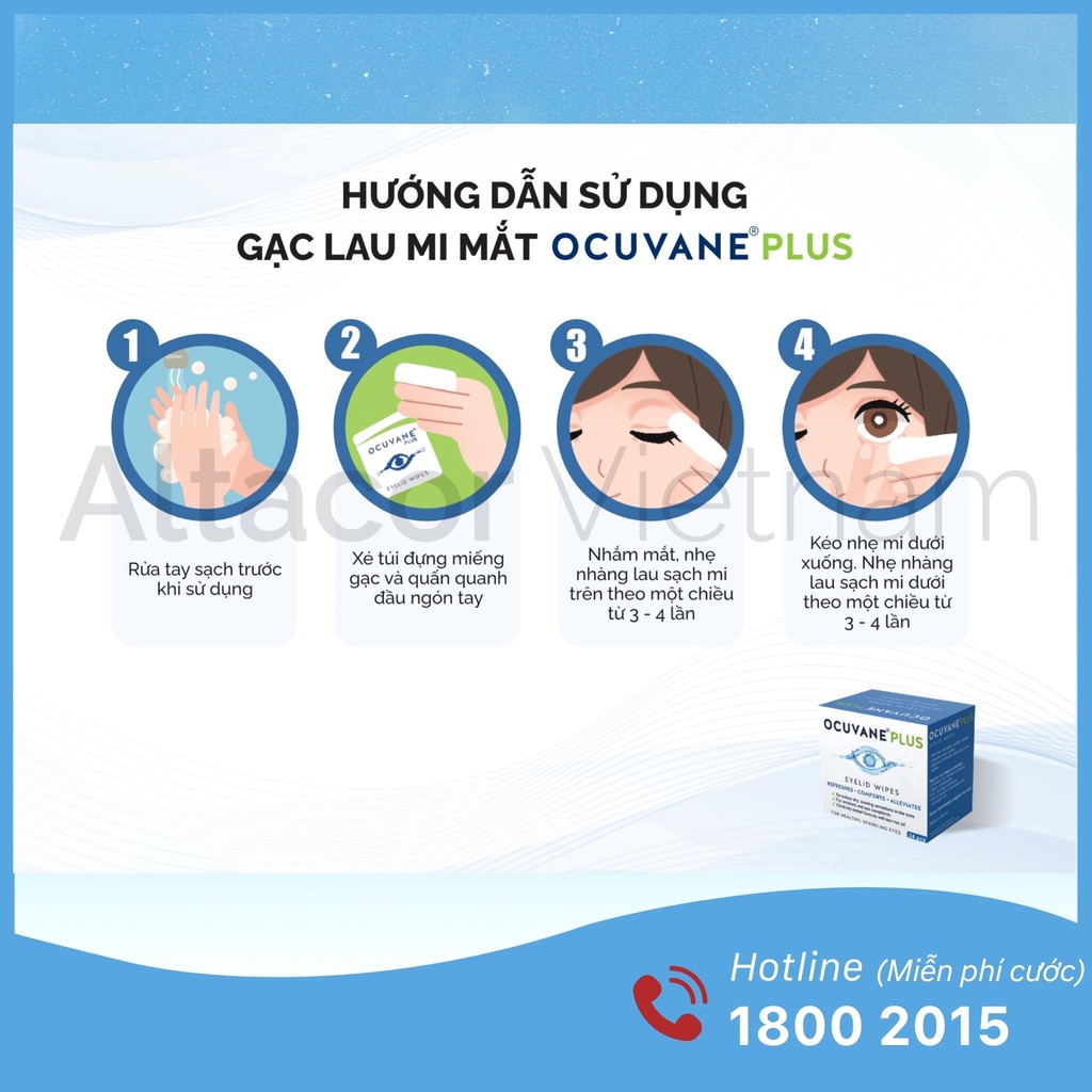 Miếng vệ sinh bờ mi Ocuvane® Plus - Hungary