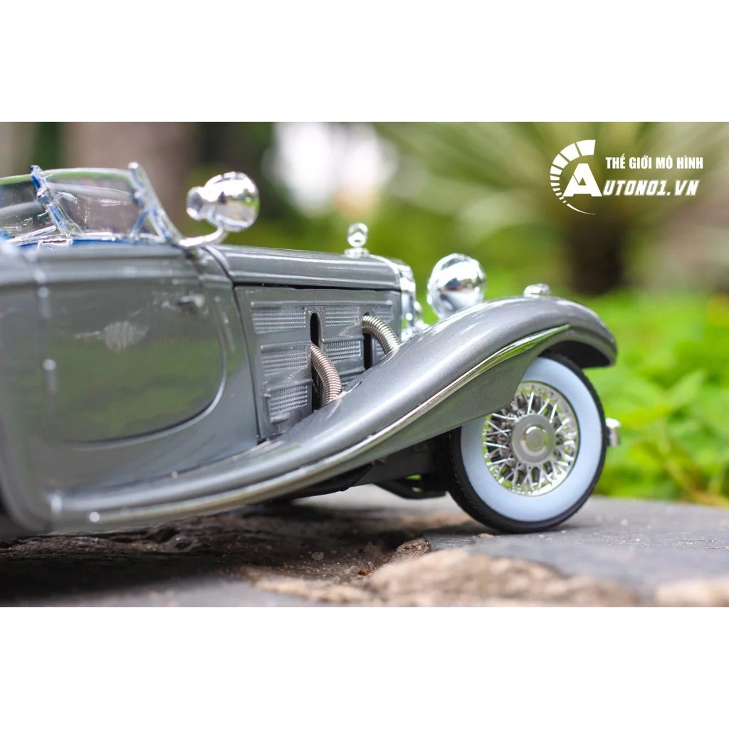 MÔ HÌNH XE MERCEDES BENZ 500K TYP SPECIAL ROADSTER 1936 GREY 1:18 MAISTO 3996