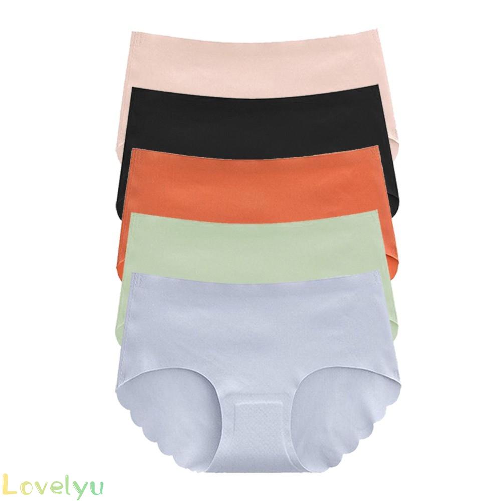 【LOVELYU】Women Underwear Ice Silk Breathable Midwaist Modal Stretch Briefs Solid Color Seamless Xqgspya【Good Quality】