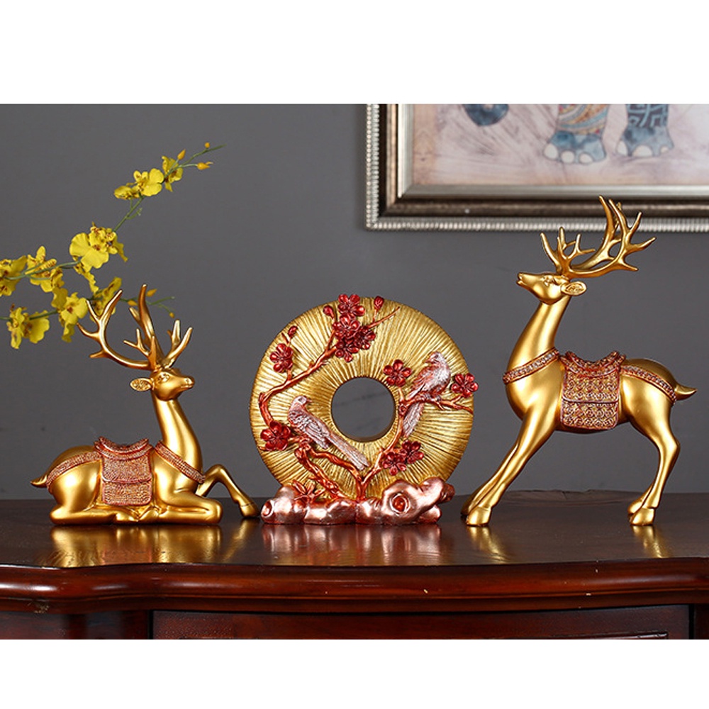 Cặp Hươu nai decor KHALIK Trang trí phòng khách sang trọng mang phong cách châu Âu