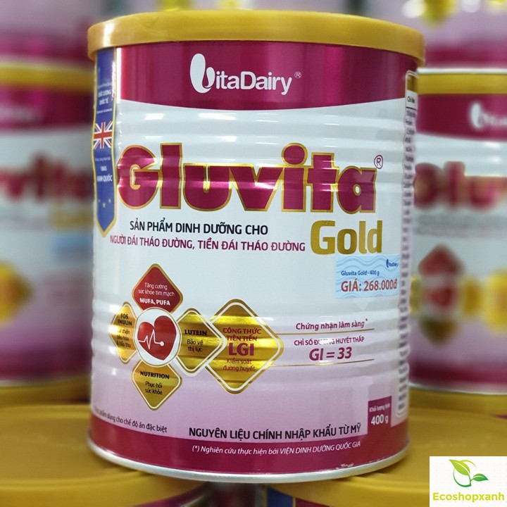 Combo 3 Lon Sữa Gluvita Gold 400g (người bệnh tiểu đường) Date 2022