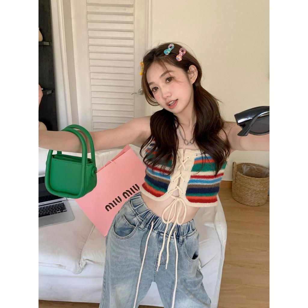 63608 Hot Girl Sọc Áo Vest Kỳ Nghỉ Hàng Đầu