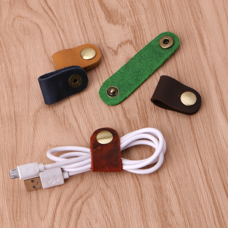 Faux Leather Cáp dây tổ chức Clip Bọc Bobbin Tai nghe dây Winder Tool