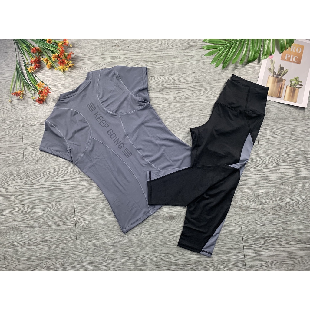 [Mã 44FASHIONSALE286 giảm 10K đơn 50K] Áo tập gym yoga nữ, áo cộc tay thể thao chất thun lạnh, co giãn 4 chiều