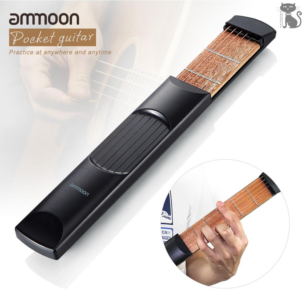 COD☆ ammoon Portable Pocket Acoustic Guitar Practice Tool Gadget Chord Trainer 6 String 6 Fret Model 