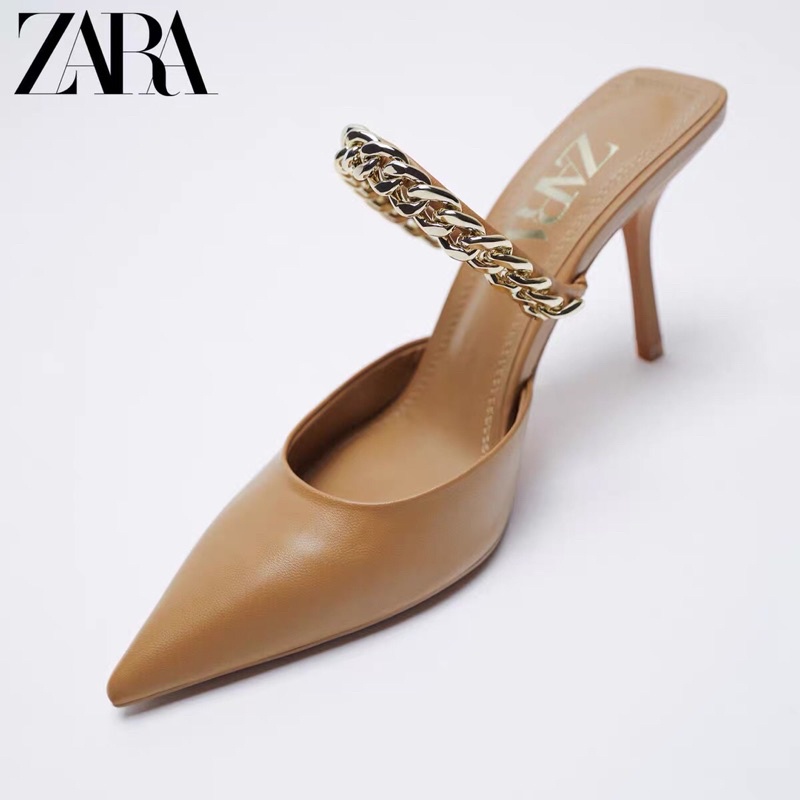 GIÀY CAO GÓT ZARA MÀU NÂU QUAI XÍCH HÀNG TUỒN