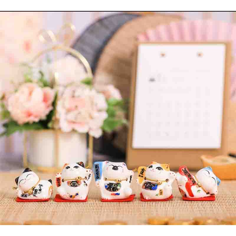 (Hàng Sẳn TP.HCM) Gốm Sứ trang tri xe hơi,phòng khách, Búp bê may mắn Nhật Bản Daruma, Mèo thần tài Maneki Neko.