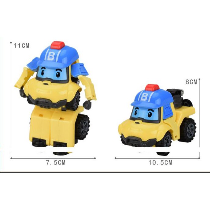Bộ 6 xe biến hình Robocar Poli phim hoạt hình Poli và những người bạn hàng loại 1 đẹp nhựa an toàn