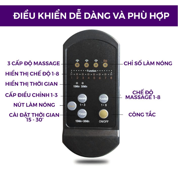 Nệm Ghế massage toàn thân 8 vùng da cao cấp - Home and Garden