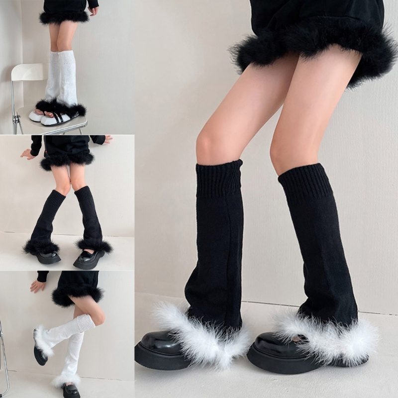 Tất Dệt Kim Dài Qua Gối Màu Sắc Đơn Giản Giữ Ấm Cho Nữ