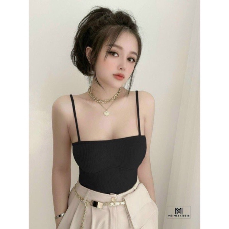 (Shop bigsize nữ 50kg-90kg) Áo hai dây có sẵn mút ngực - Shop Táo Đỏ Bigsize