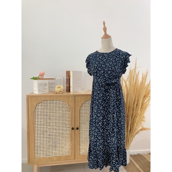 Đầm xinh Hàn Quốc dáng dài cotton mùa hè có size to bầu bì bon chen được