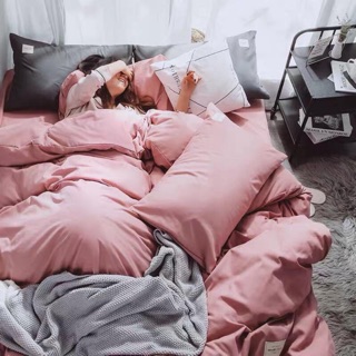 Bộ chăn ga gối cotton tici hồng đất