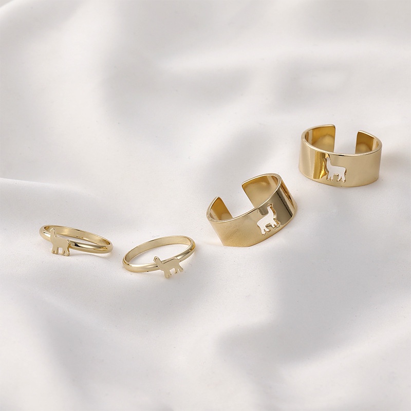 Nhẫn hở hình bướm rỗng màu trơn bóng có thể điều chỉnh thời trang harajuku