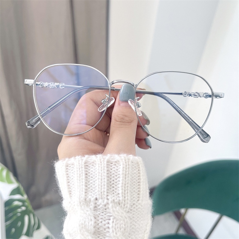 Mắt kính gọng tròn kim loại phong cách retro thời trang Hàn Quốc