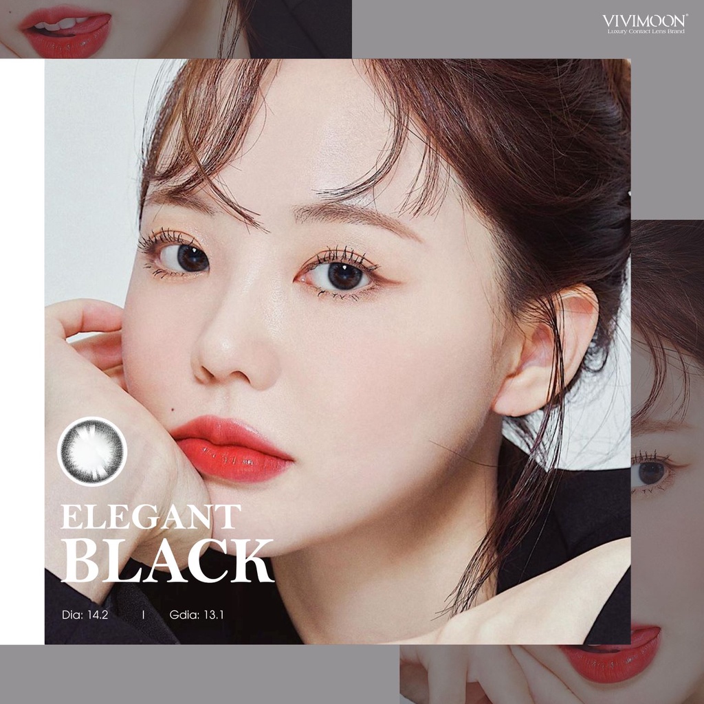 Kính Áp Tròng Vivimoon cho mắt thở Hàn Quốc đen thanh lịch Elegant Black 13.1mm