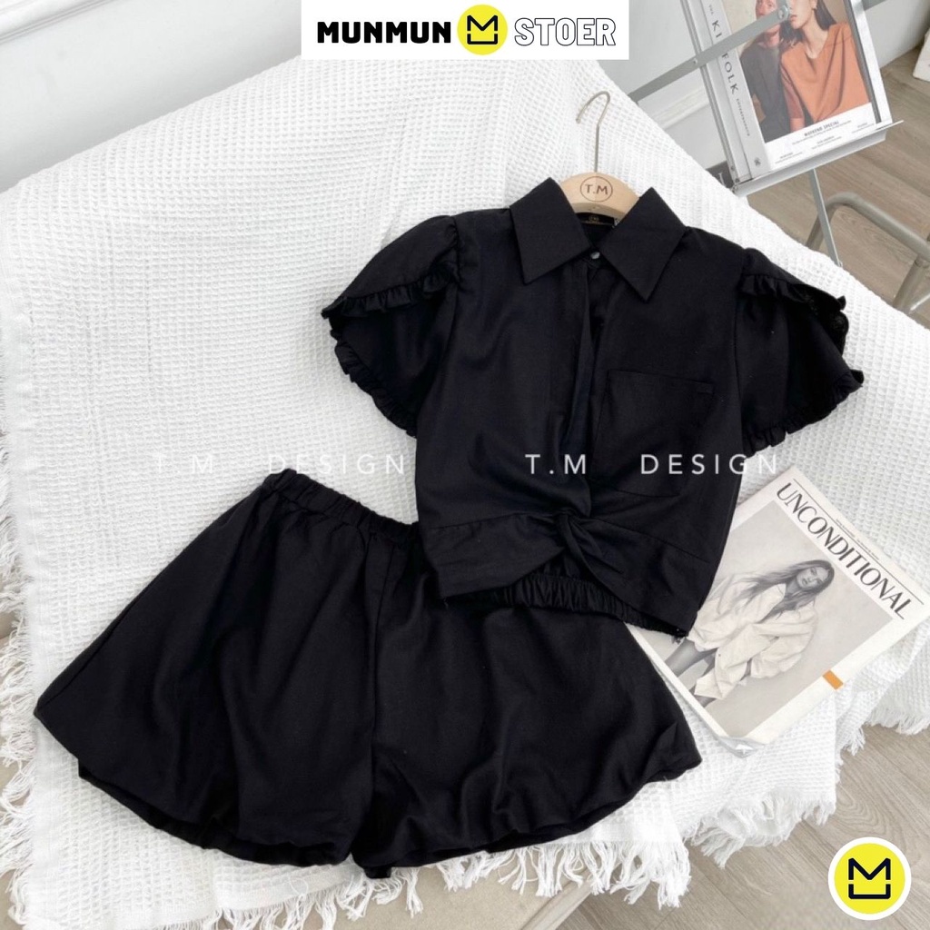 Set đồ gồm áo và quần cộc form chuẩn không kén dáng thiết kế sang chảnh-HG