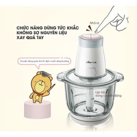 Máy Xay Thực Phẩm Xay Thịt Rau Củ Quả Tỏi Ớt Ngũ Cốc Đa Năng Cao Cấp Bear QSJ-B03H2, 300W, Hàng Chính Hãng BH 12 tháng