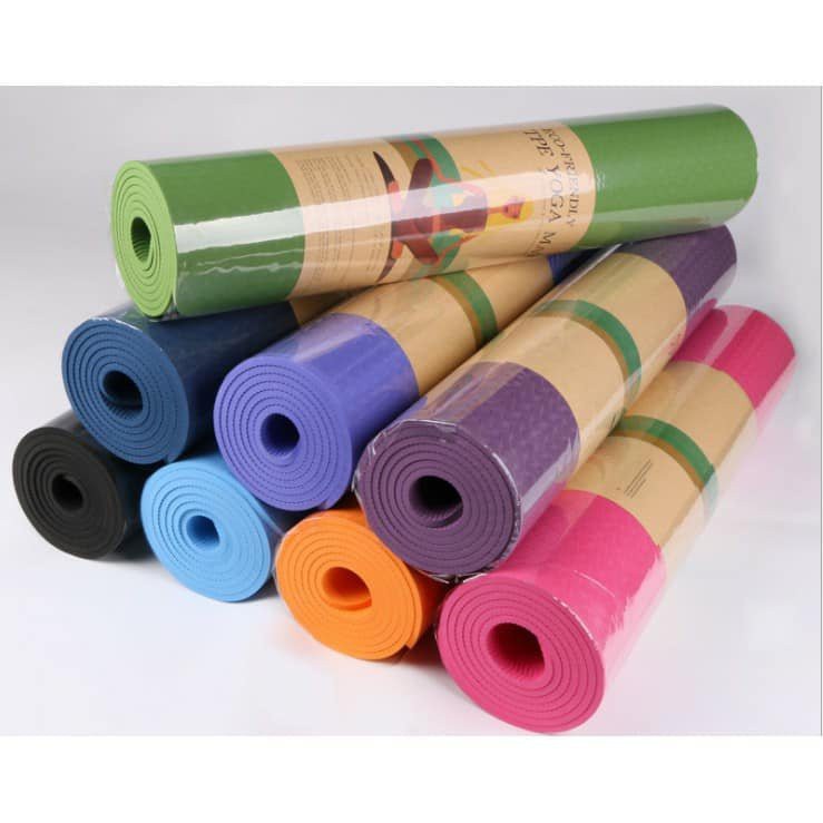 Thảm Tập Yoga chống trượt 2 lớp dày 6mm chất liệu cao su TPE cao cấp tấm thảm tập gym thể dục tại nhà GYGA