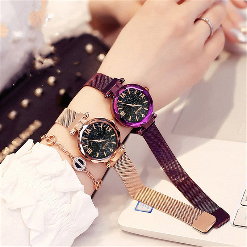 Đồng hồ nữ đính đá cao cấp MODIYA TD1, đồng hồ đeo tay nữ chính hãng dây nam châm lụa - TOP WATCH