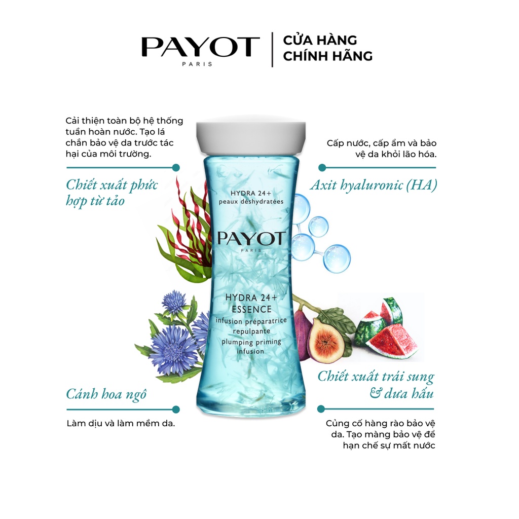 Nước hoa hồng cấp ẩm làm mềm &amp; bảo vệ da PAYOT HYDRA 24 + ESSENCE 125ml
