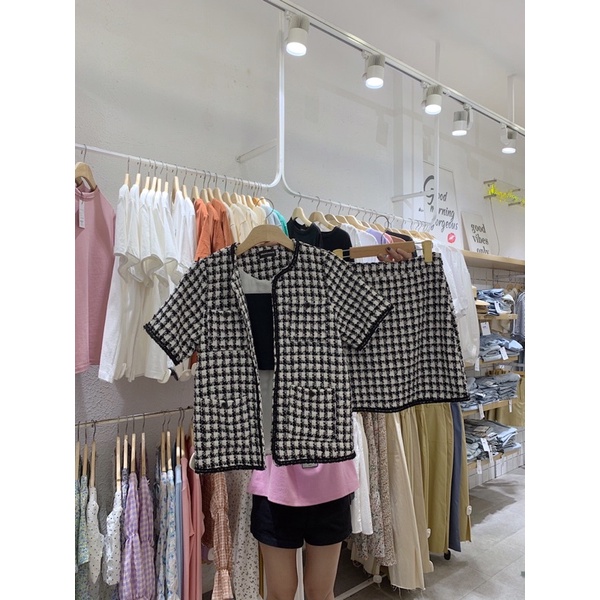 Áo khoác kiểu vải tweed Rena top