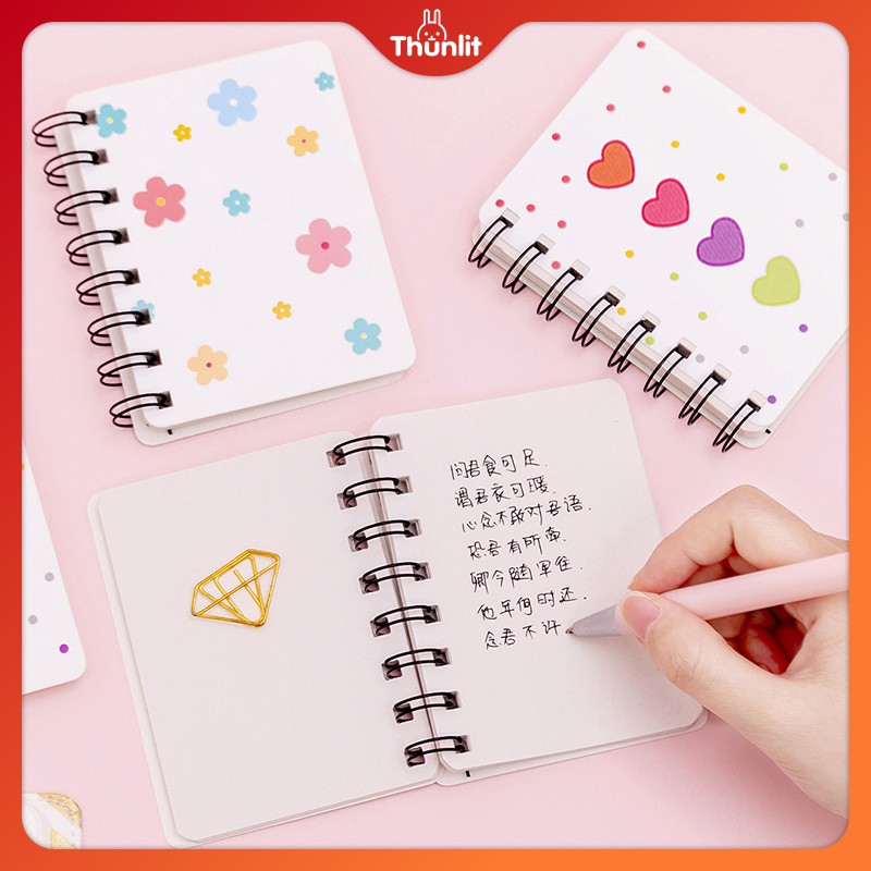 Sổ tay Thunlit mini nhỏ gọn đóng gáy xoắn ốc cỡ A7 dễ thương dành cho học sinh