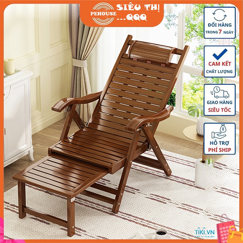 Ghế xếp thư giãn kiêm giường ngủ chất liệu gỗ tre tinh tế