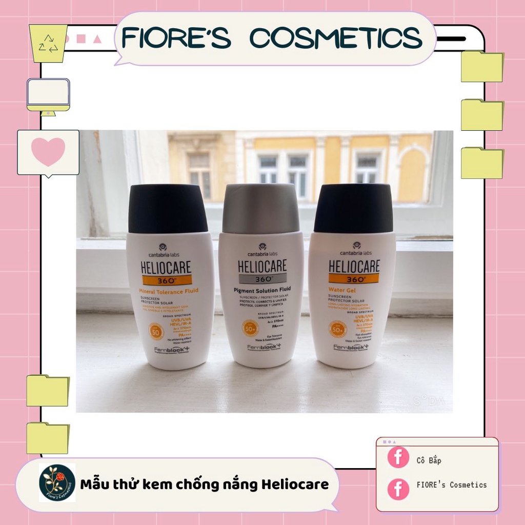 Heliocare các dòng Water Gel, Mineral Tolerance, Pigment Solution, Age Active