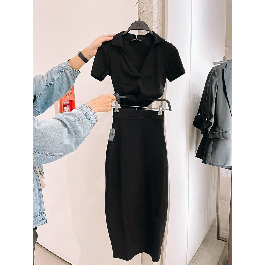 [MẪU MỚI] Set Chân Váy Bút Chì Kèm Áo Croptop Tay Ngắn Cổ Sơ Mi Thun Borip Thích Hợp Mặc Đi Tiệc Đi Làm Đi Chơi | BigBuy360 - bigbuy360.vn