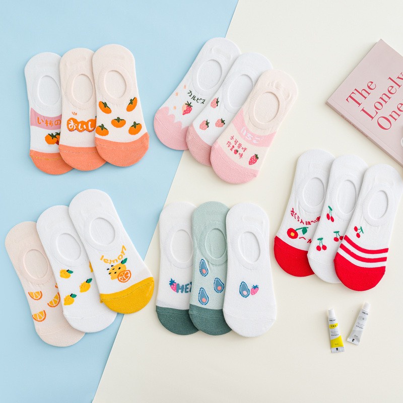 Tất nữ, Vớ nữ Cute Trái Cây dáng tất lười mùa hè thoáng mát A305 Warm&amp;Cute