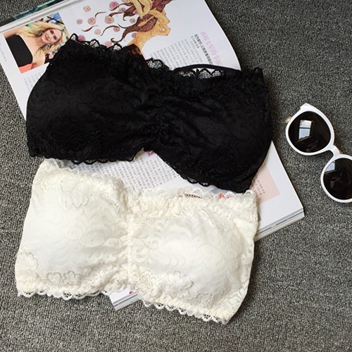 Áo Lót Ren Crop Top Không Dây Chéo Lưng Có Mút Đệm Quyến Rũ Dành Cho Nữ
