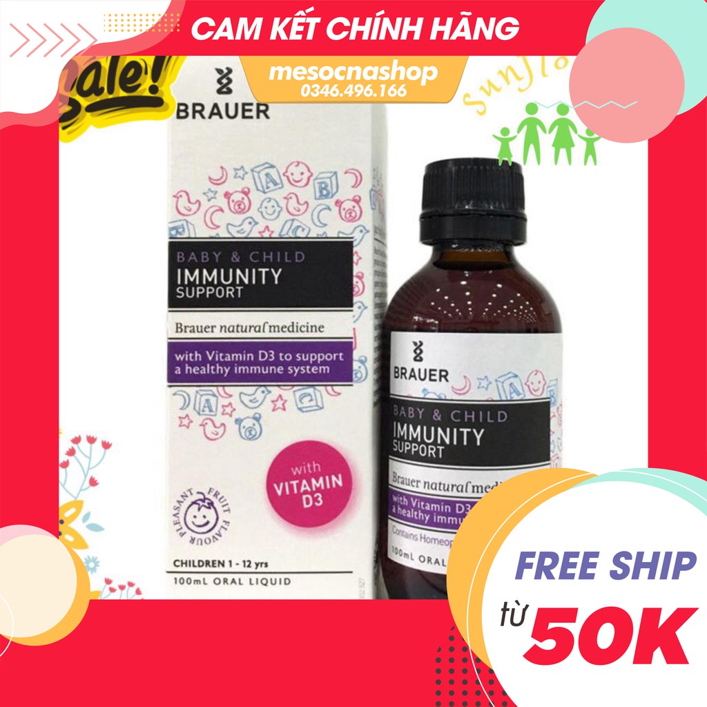 Thuốc uống BRAUER Immunity Support - tăng sức đề kháng cho trẻ sơ sinh và trẻ nhỏ