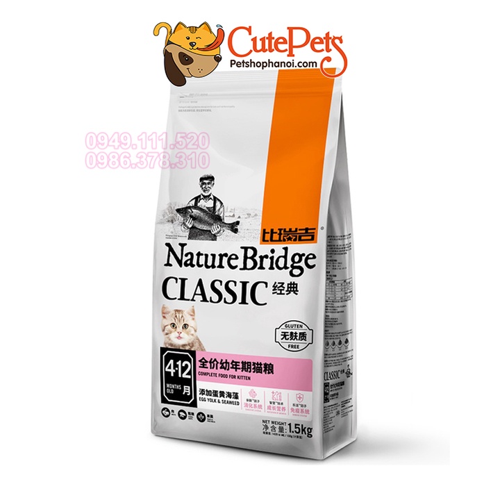 Thức ăn cho mèo Nature Bridge 1.5kg Hạt cho mèo con 4-12 Tháng - CutePets