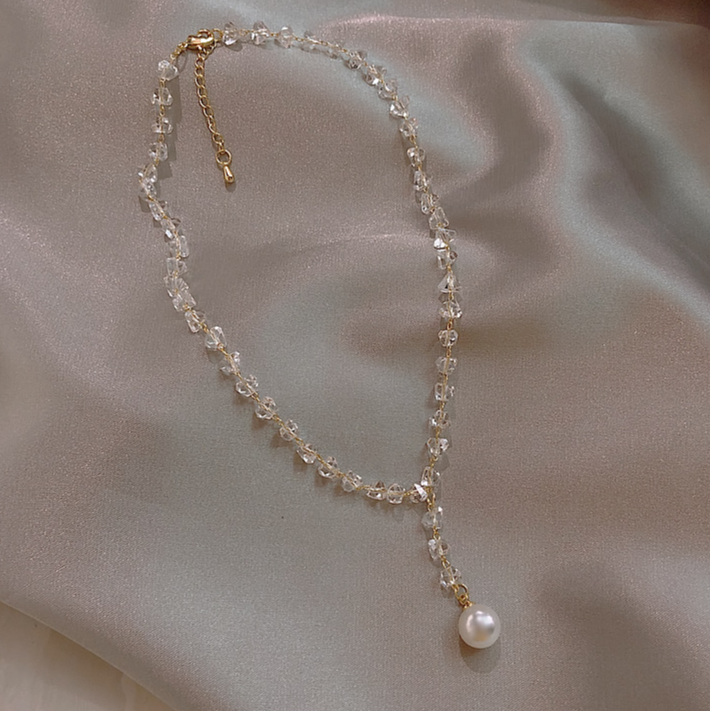 [net red crystal pearl necklace] by-2021 simple temperament niche design Cool