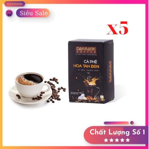 Combo 5 hộp cà phê hoà tan đen DakMarkvị nguyên bản, nguyên liệu tuyển chọn