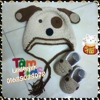 Set nón giày len handmade có che tai